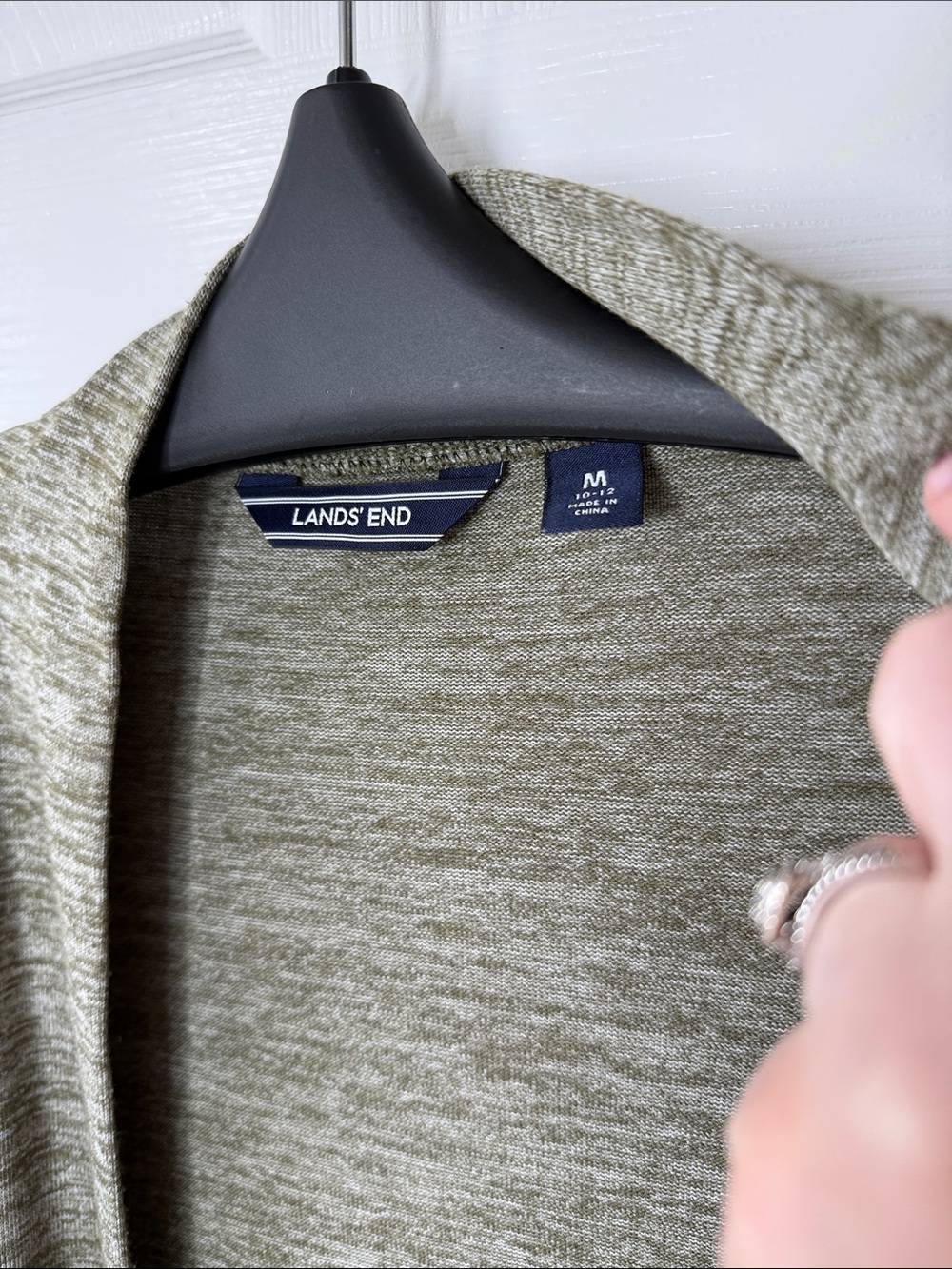 Lands’ End Olive Green Cardigan Sweater - Picture 3 of 7